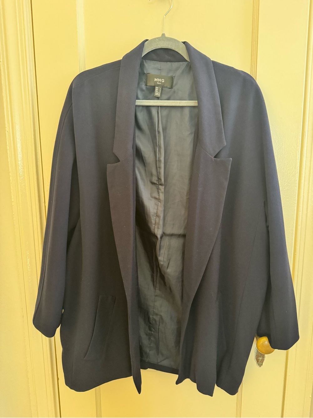 Mango Navy Open-Front Relaxed Blazer